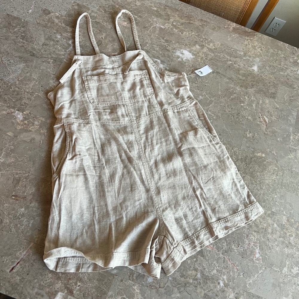 NWT Old Navy Linen Jumpsuit Romper Beige Natural Small